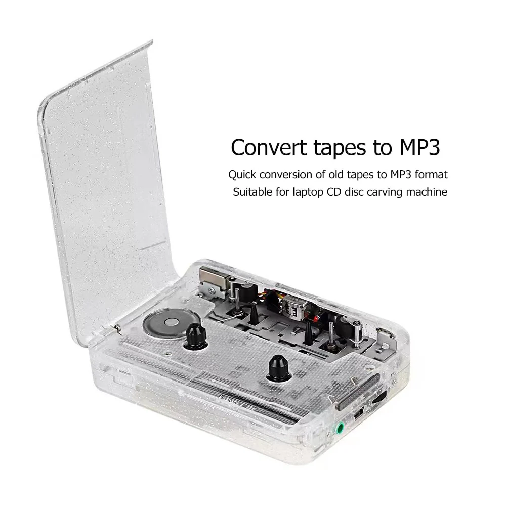 USB Cassette Player USB Cassette Tape to MP3 Converter (Transparent Sparkle) - Image 3